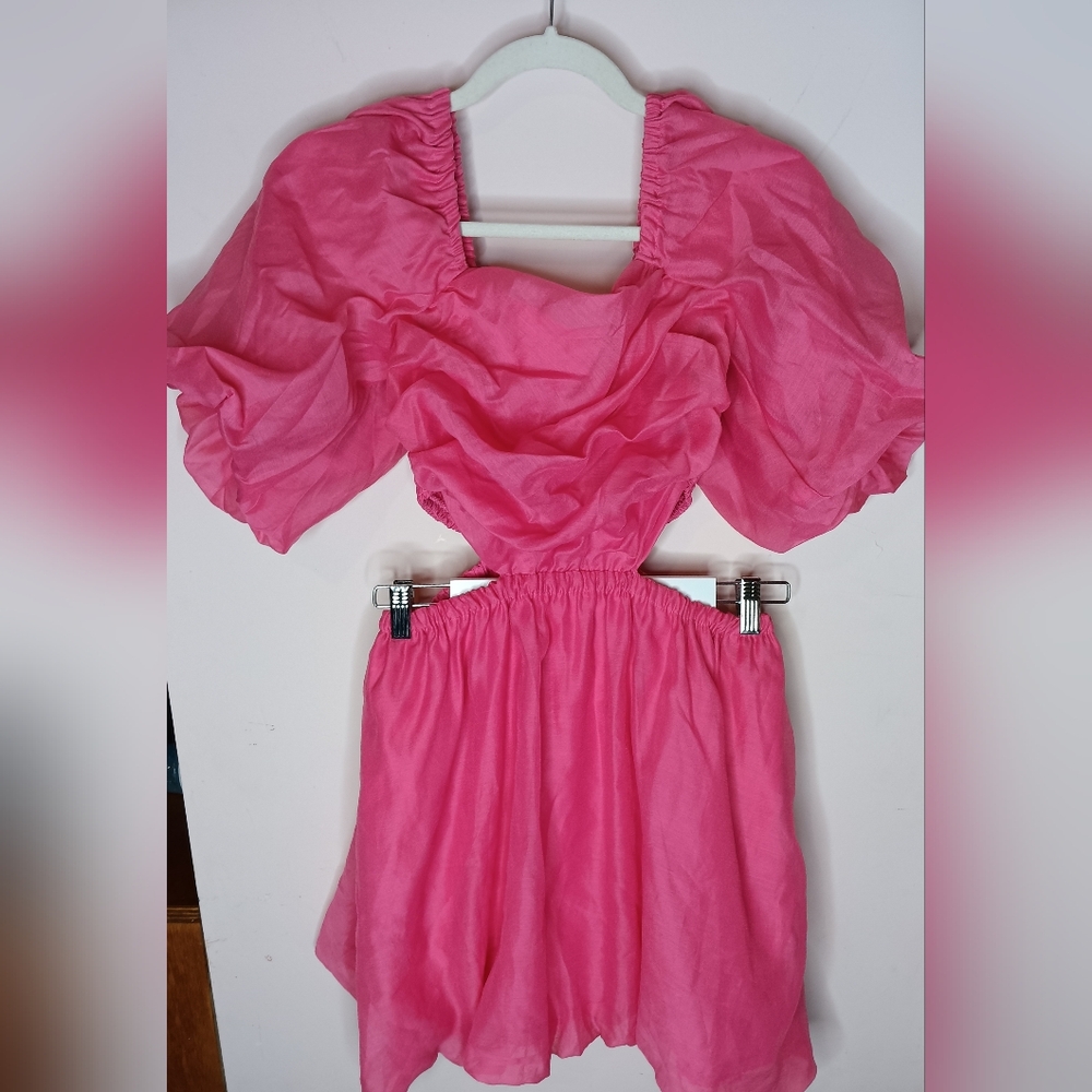 Pink Puff Sleeve Dress
